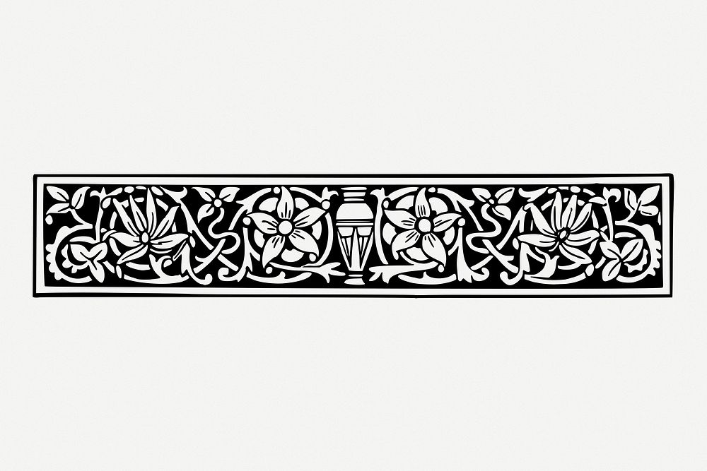 Floral ornament border, vintage divider psd. Free public domain CC0 image.