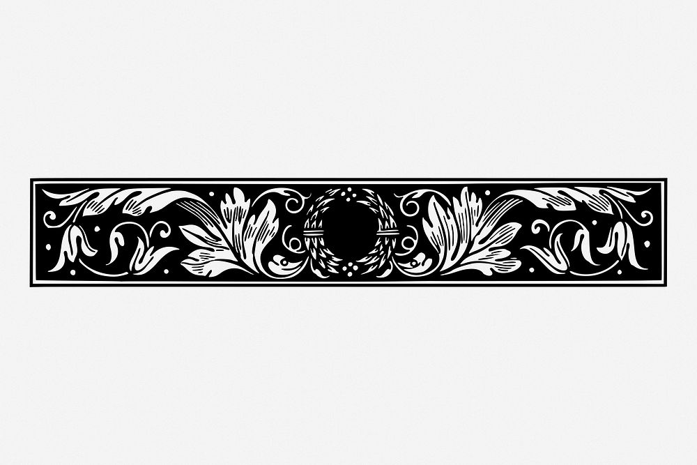 Flower ornament divider, vintage decorative border illustration. Free public domain CC0 image.