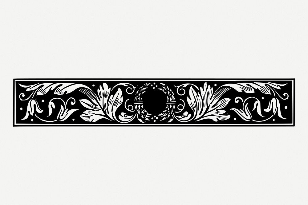 Flower ornament border, decorative vintage divider psd. Free public domain CC0 image.