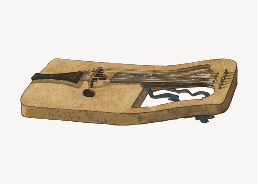 Welsh crwth clipart, medieval musical instrument illustration vector. Free public domain CC0 image.