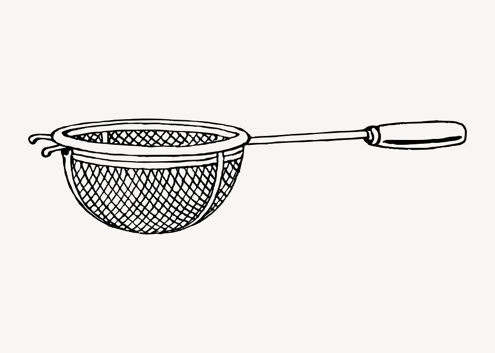 Sieve clipart, vintage kitchenware illustration vector. Free public domain CC0 image.