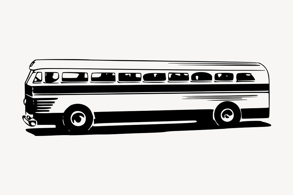 Bus clipart, vintage vehicle illustration vector. Free public domain CC0 image.