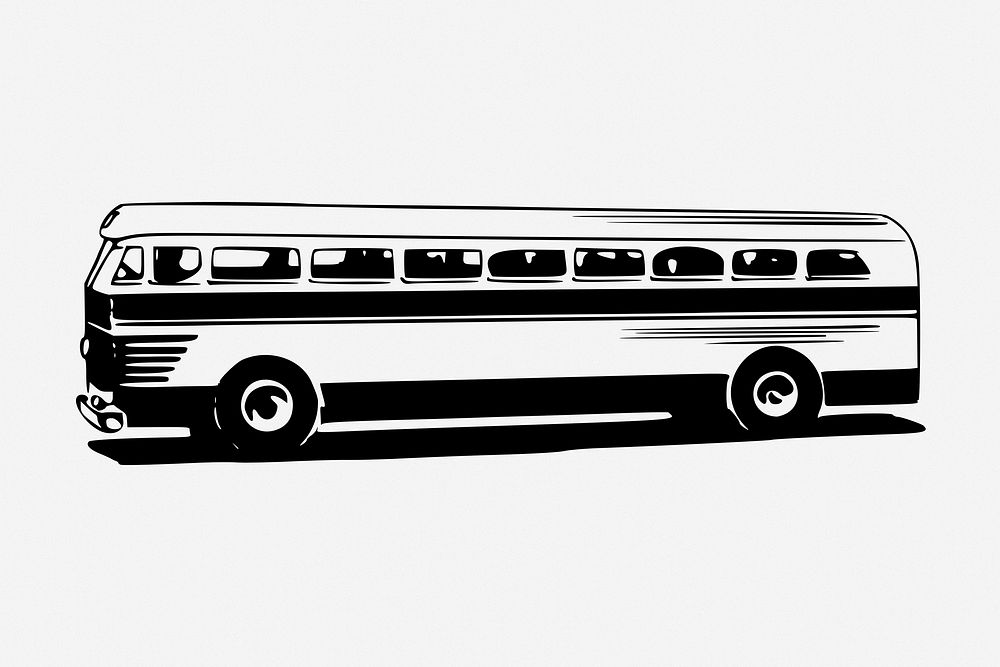 Bus drawing, vintage vehicle illustration. Free public domain CC0 image.