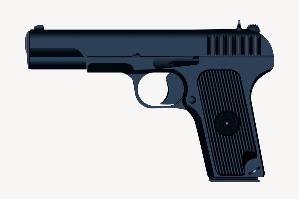Black gun clip art, object illustration. Free public domain CC0 image.