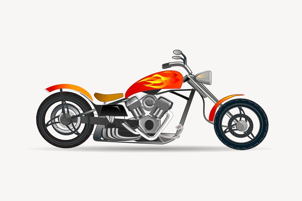Chopper motorcycle clip art color illustration.