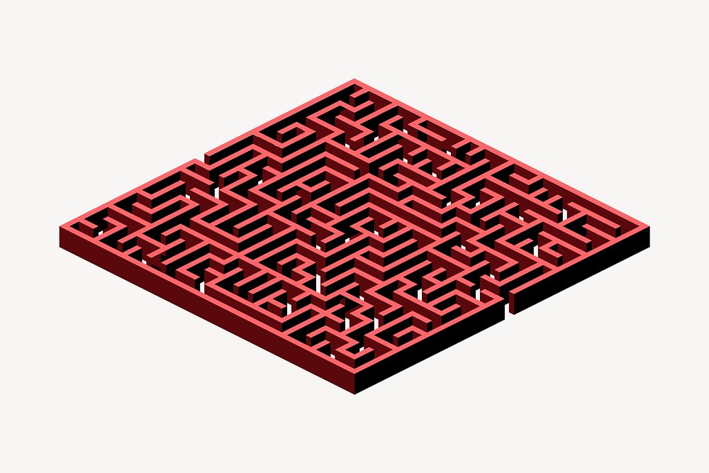 Labyrinth game clipart, collage element illustration psd. Free public domain CC0 image.