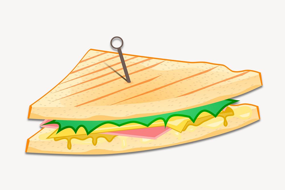 Grilled sandwich clipart, illustration vector. Free public domain CC0 image.