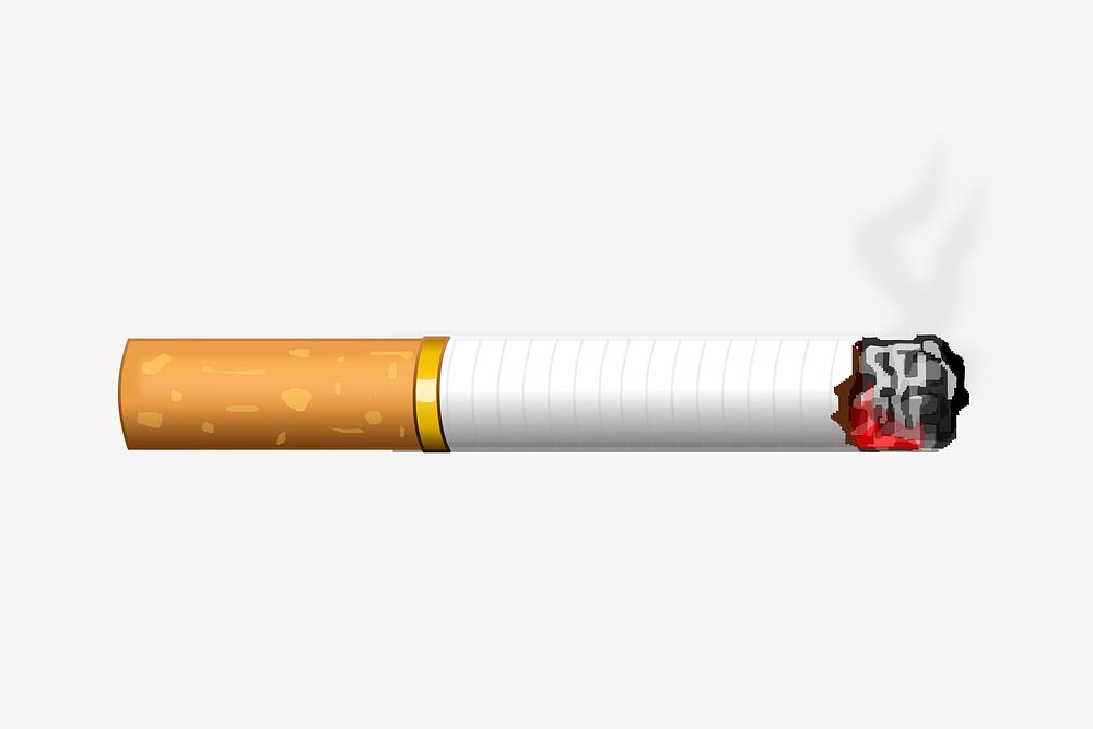 Lit cigarette clipart, illustration vector. Free public domain CC0 image.