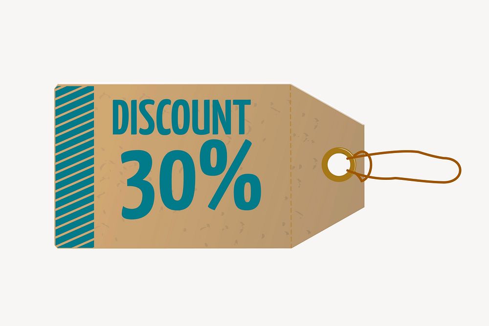 30% discount tag clipart, illustration vector. Free public domain CC0 image.