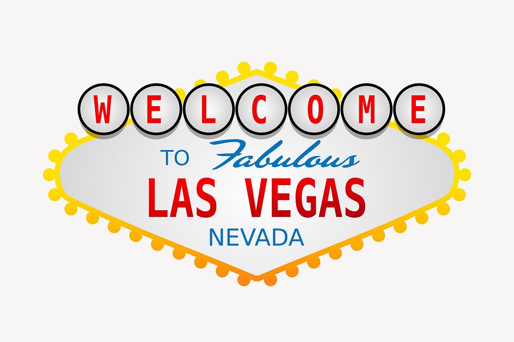 Las Vegas sign clip art color illustration. Free public domain CC0 image.