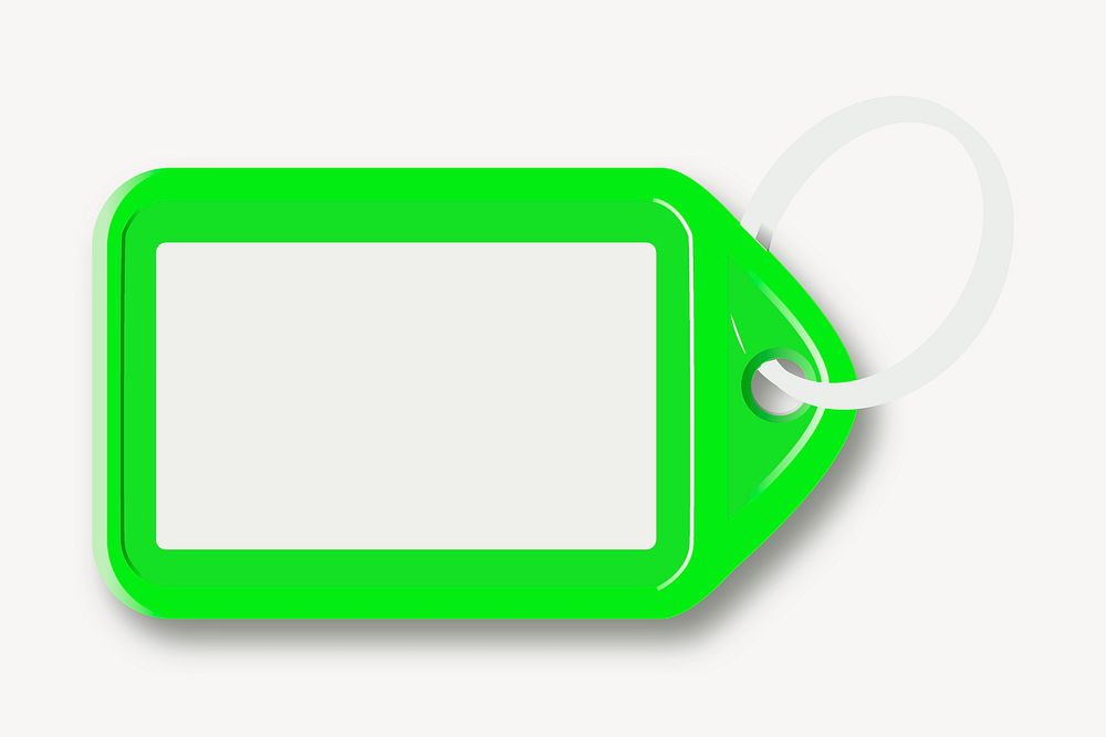 Green key tag clipart, object illustration vector. Free public domain CC0 image.
