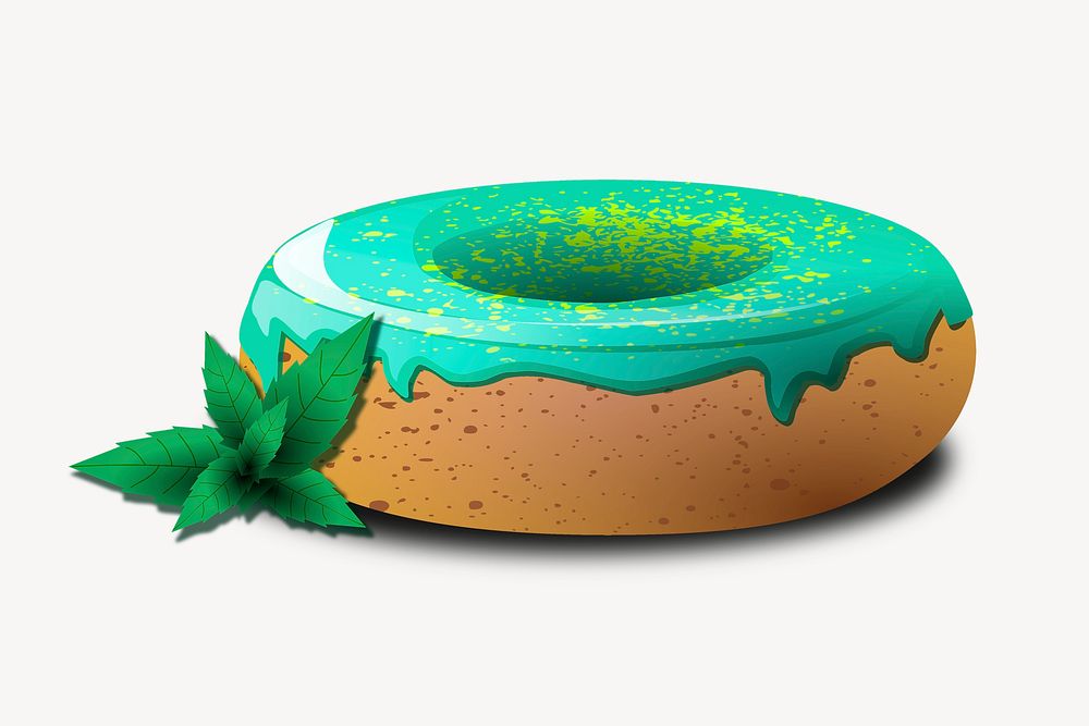 Green donut clipart, food illustration psd. Free public domain CC0 image.