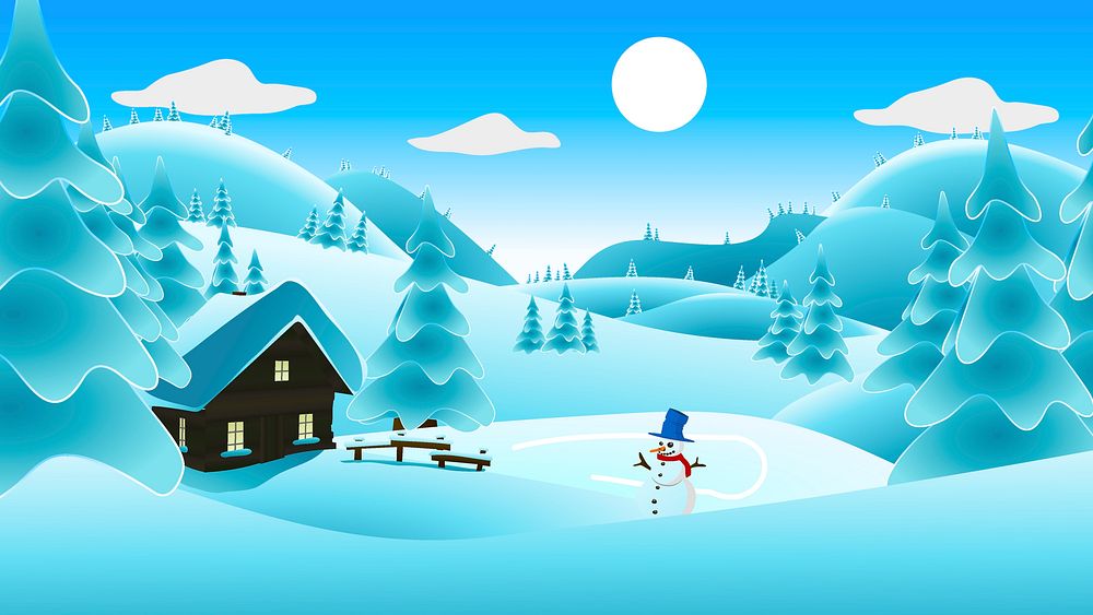 Snowy forest background, winter illustration vector. Free public domain CC0 image.