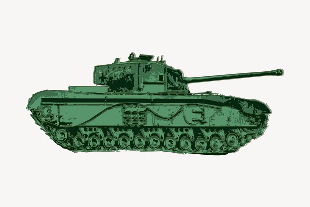 Green army tank illustration. Free public domain CC0 image.
