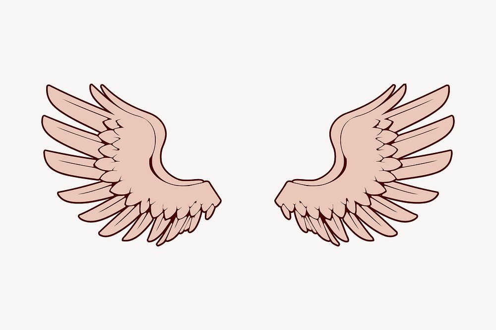 Pink angel wings illustration. Free public domain CC0 image.