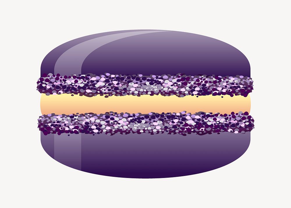 Purple macaron collage element, dessert illustration psd. Free public domain CC0 image.