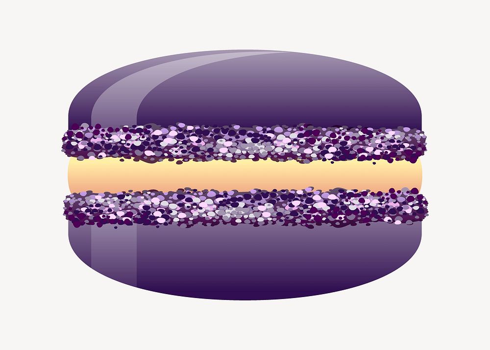 Purple macaron clipart, food illustration vector. Free public domain CC0 image.