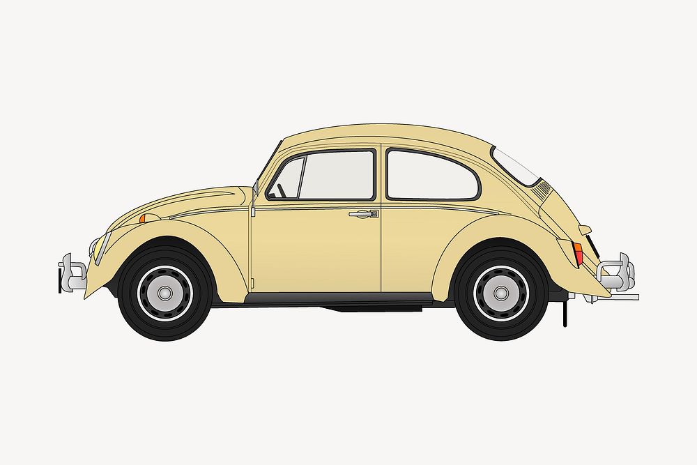 Beige classic car illustration. Free public domain CC0 image.