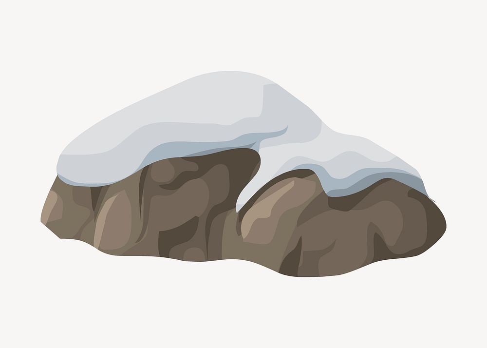 Snowy rock collage element, winter nature illustration vector. Free public domain CC0 image.
