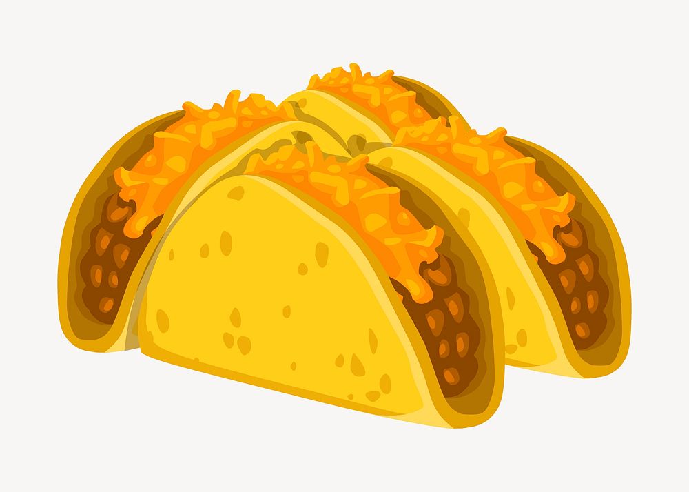 Tacos collage element, Mexican food illustration vector. Free public domain CC0 image.