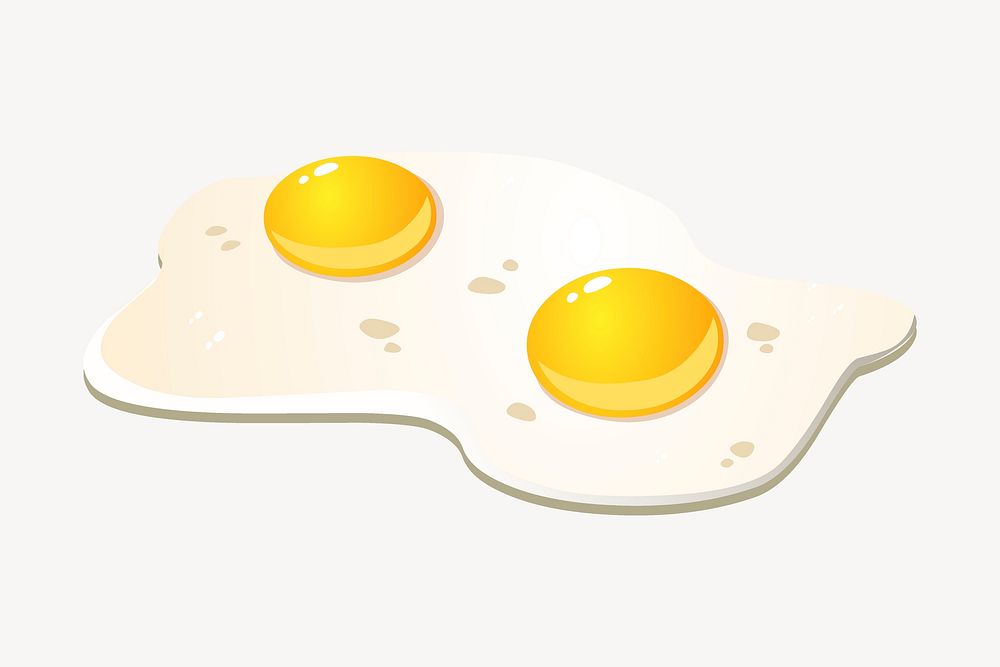 Sunny side up eggs collage element, food illustration vector. Free public domain CC0 image.