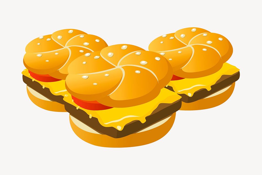 Hamburgers clipart, food illustration vector. Free public domain CC0 image.