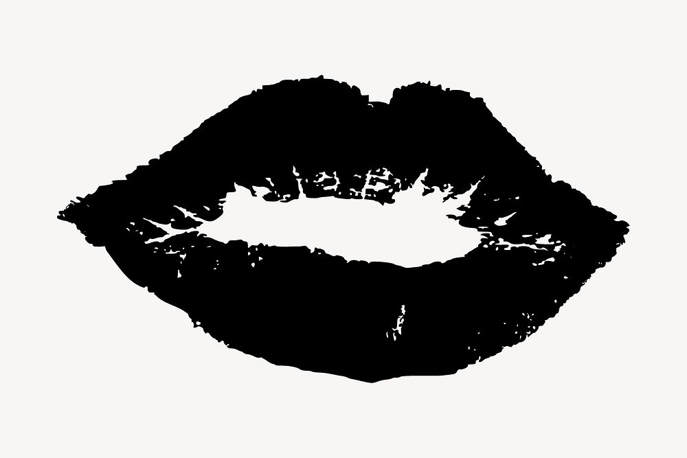 Lips silhouette collage element, love illustration psd. Free public domain CC0 image.
