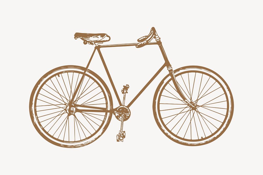 Brown bicycle clipart, vintage vehicle illustration psd