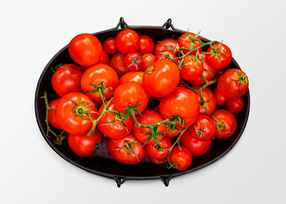Tomatoes in a bowl, food photography psd