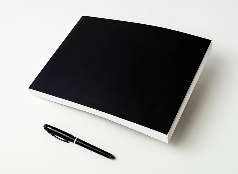 Black copy space of a writing pad