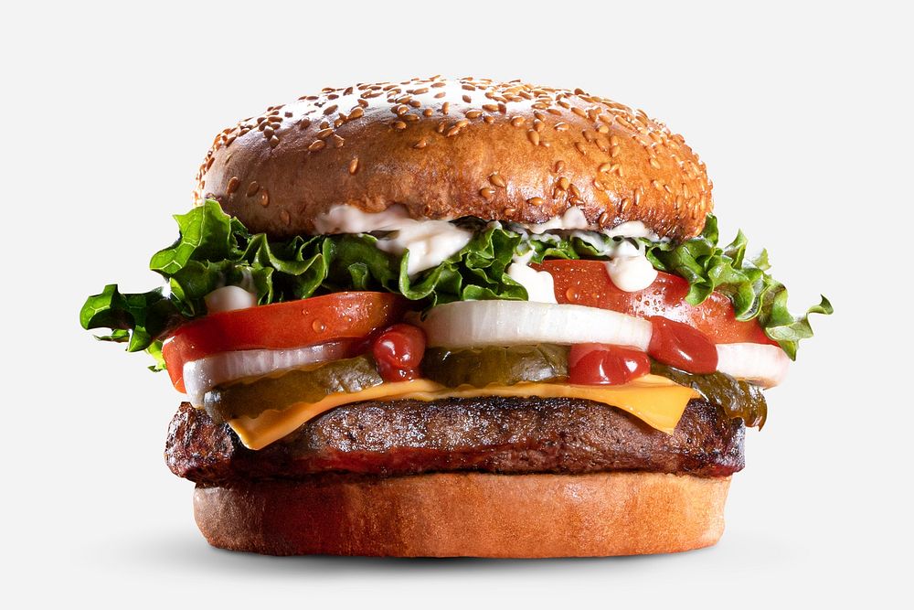 Hamburger sticker, food design psd