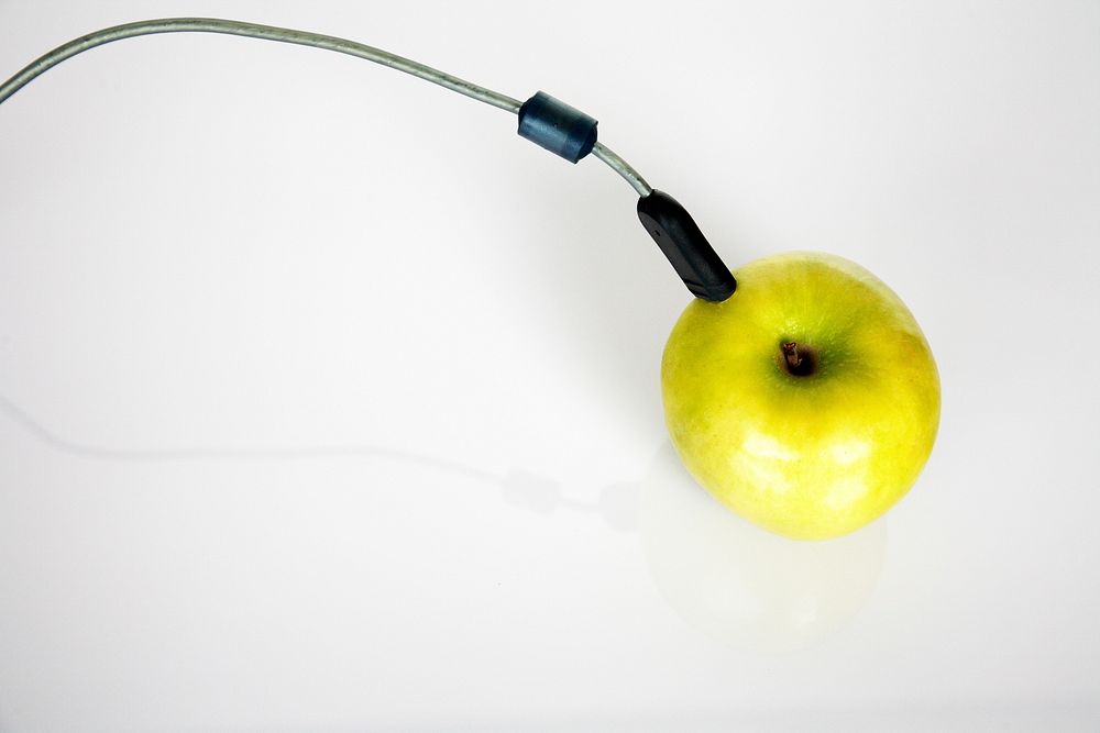 Usb cable connected to an apple