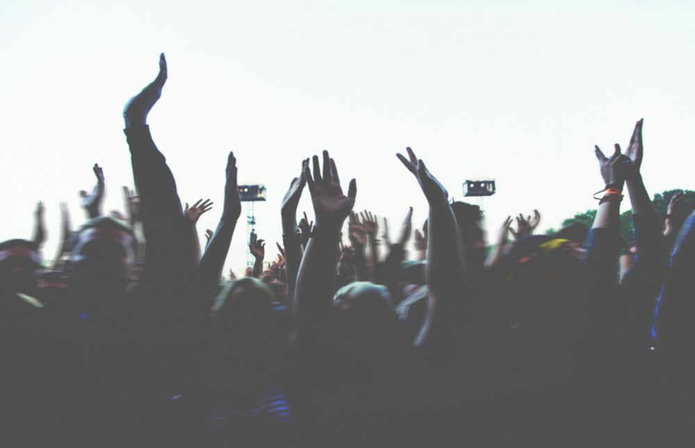 Close up of a crowd at an festival