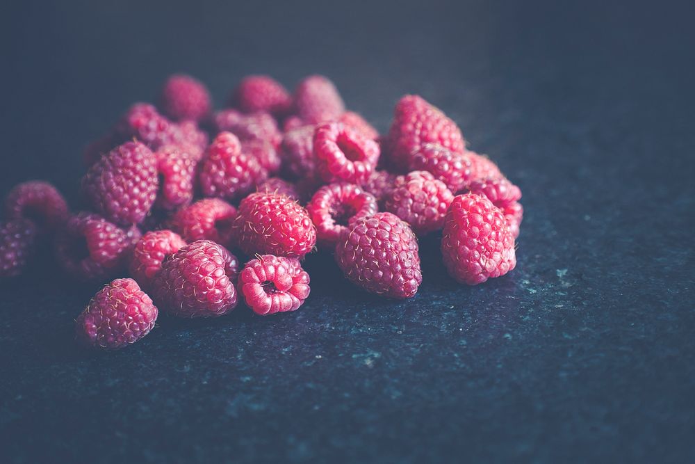 Fresh raspberries on a table