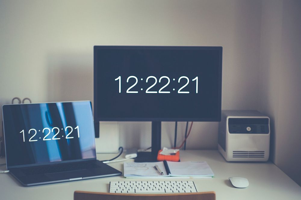 The time on computer screens