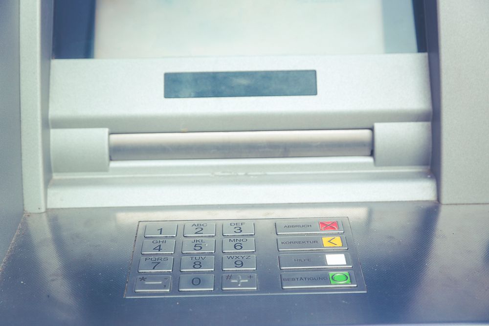 Close up of ATM machine keypad