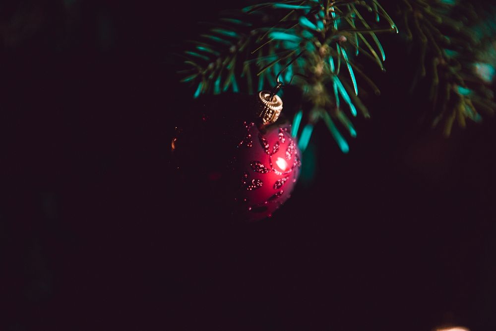 Close up of Christmas tree decorations