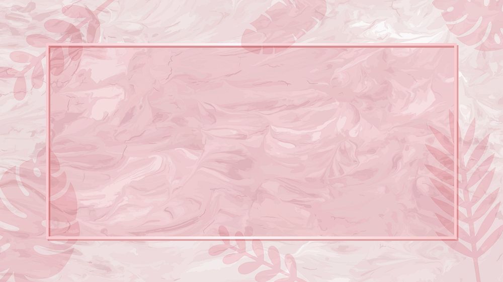 Blank frame on pink monstera patterned background vector