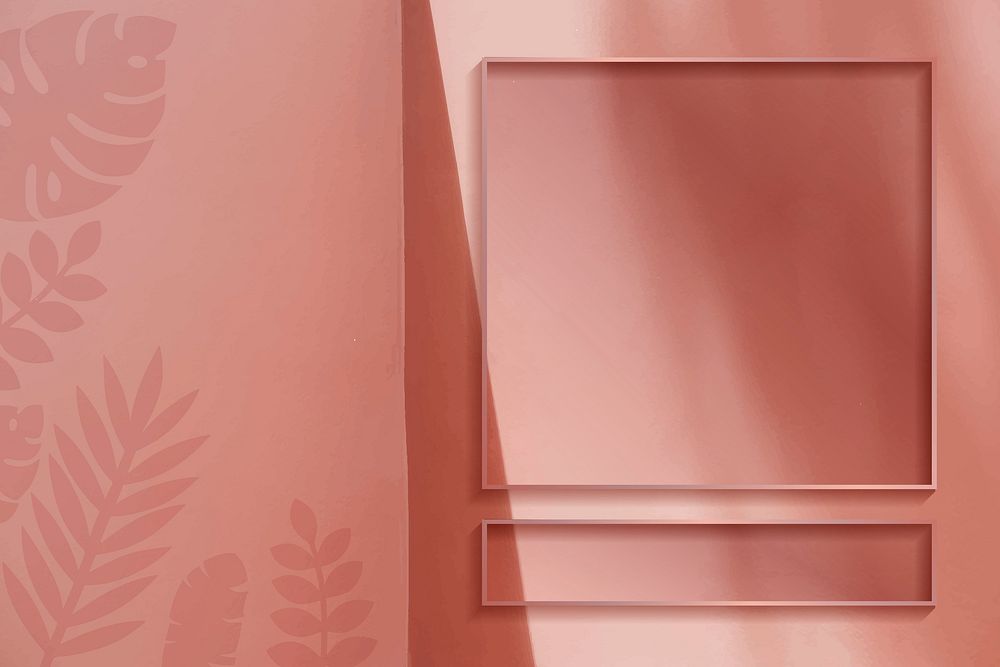 Blank frame on copper botanical patterned background vector