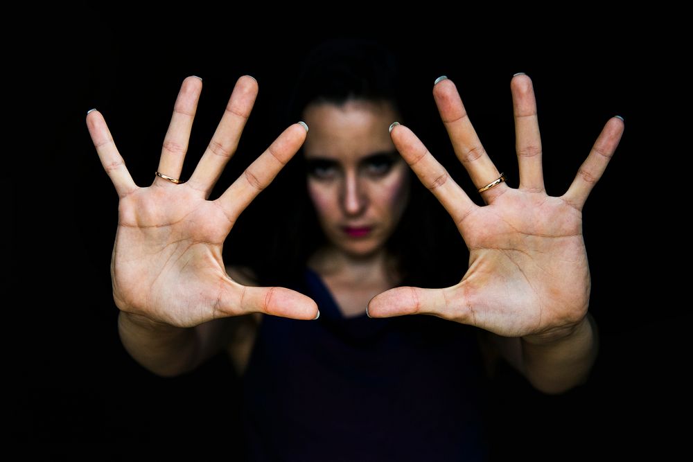 Woman showing her blank palm