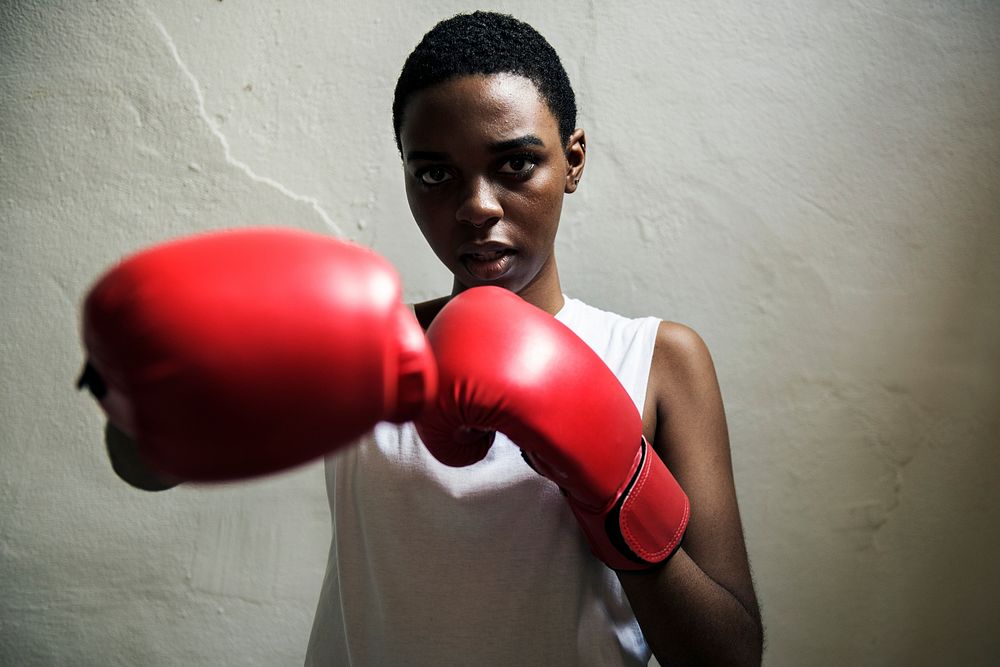 African woman fighter fist and punch
