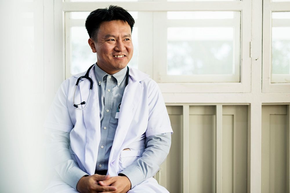 An Asian doctor working at a hospital