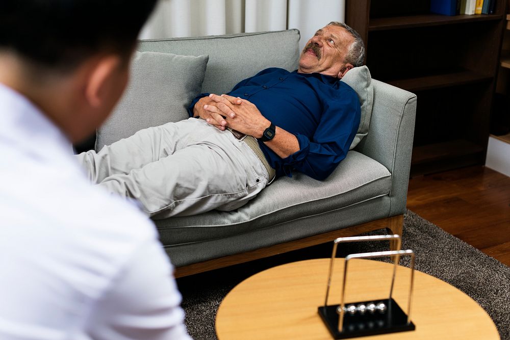 Depressed patient is getting treatment from a psychologist
