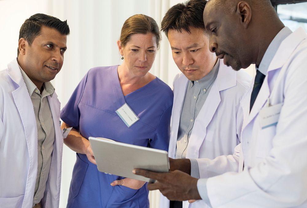 Group of diverse doctors are having a discussion