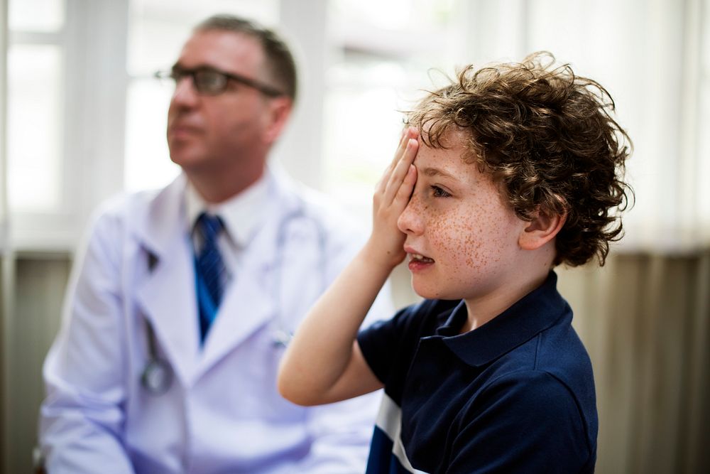 Little boy getting his eyes checked