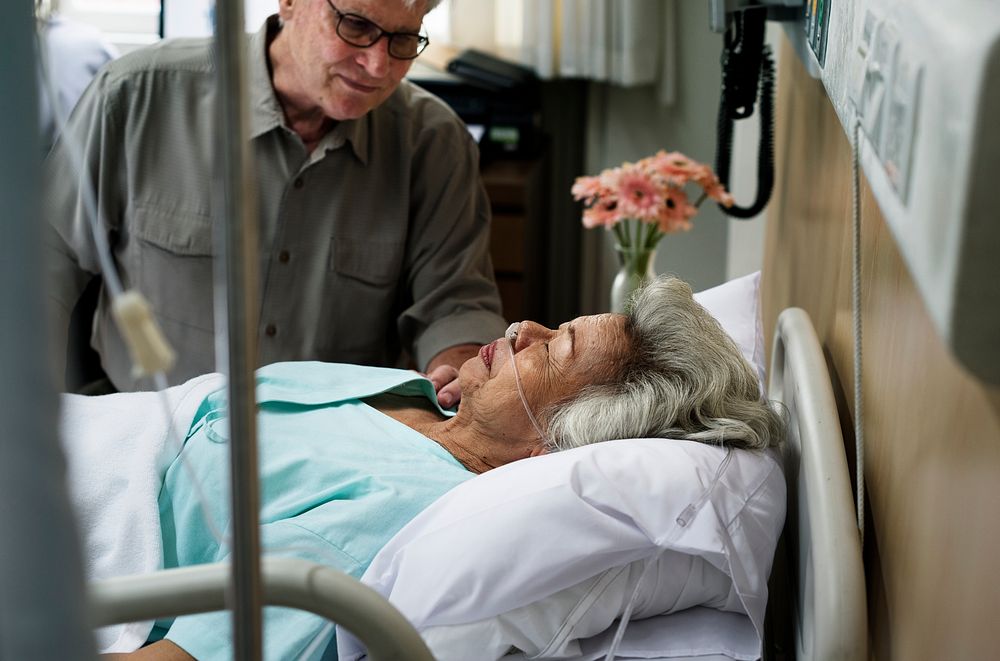 An elderly patient at the hospital