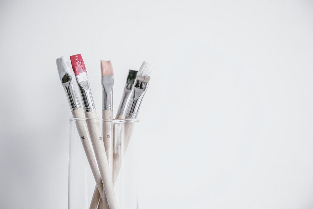 Paint brushes background, minimal art with design space