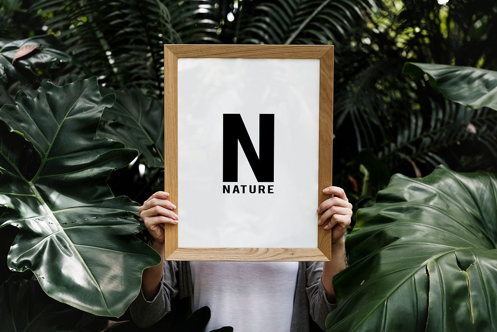 Nature mock up frame in the garden