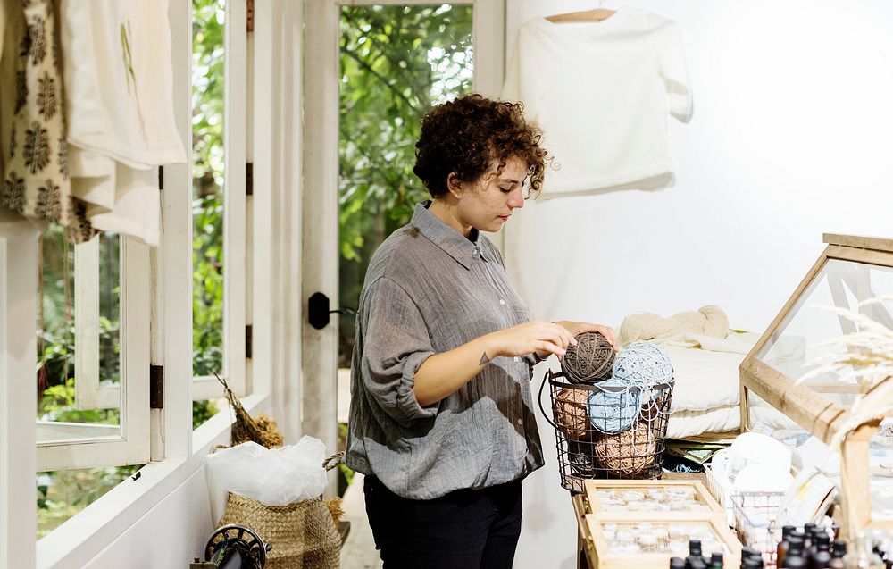 An entrepreneur woman in a clothe shop