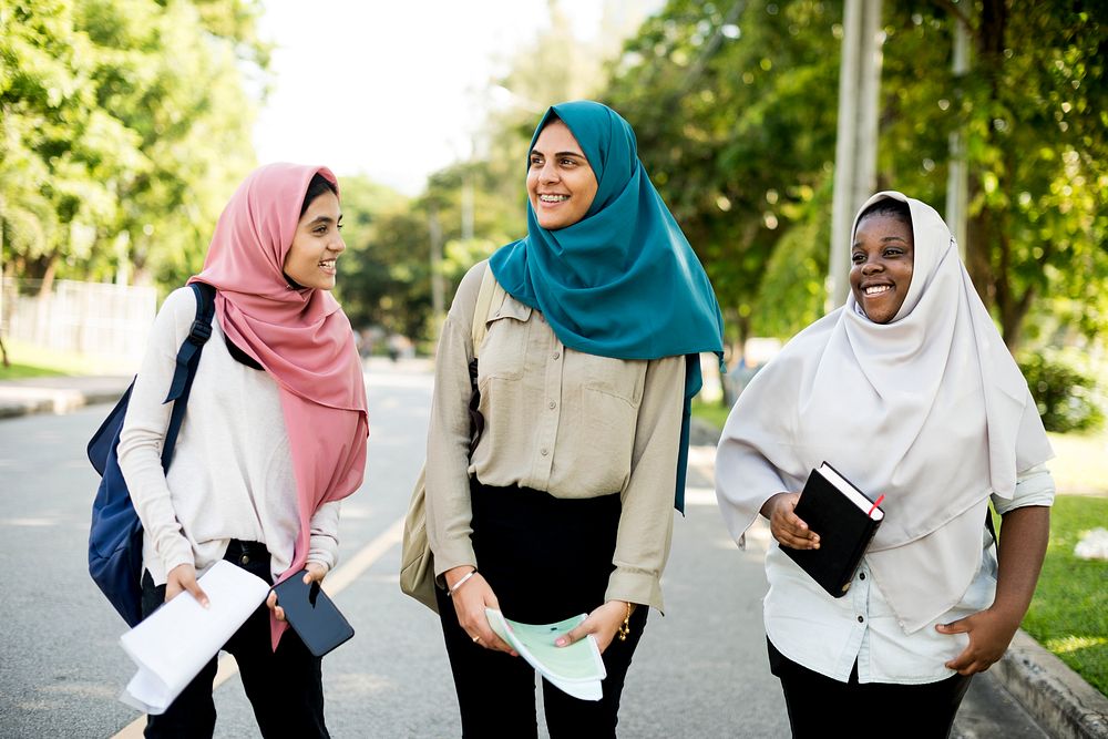 Female Muslim students having a great time